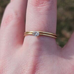 14K Yellow Gold Diamond Loose Oval Diamond Solitaire Wedding Ring Set Size 8.5